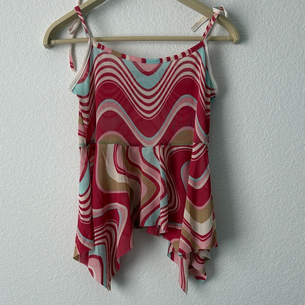 Sheer Colorful Wave Pattern Kids Tank Top - Picture 2 of 2